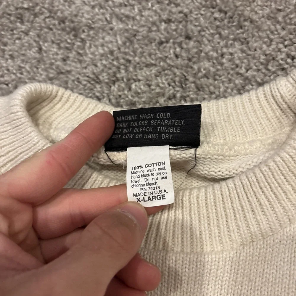 Vintage Ball State Collard Knit Cream Sweater Mens Size XL Super Rare